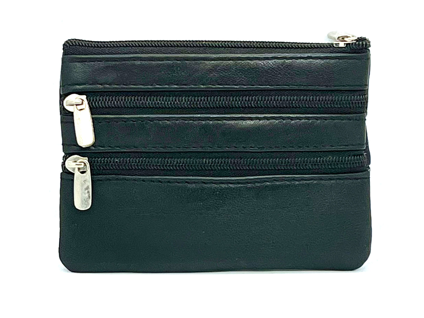 Genuine Leather Coin Purse Keyring Zip Pocket Card Holder Key Chain