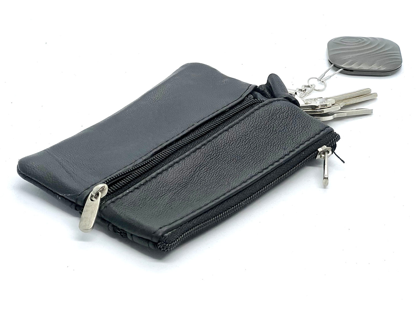 Genuine Leather Coin Purse Keyring Zip Pocket Card Holder Key Chain