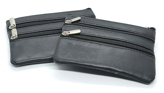 Genuine Leather Coin Purse Keyring Zip Pocket Card Holder Key Chain