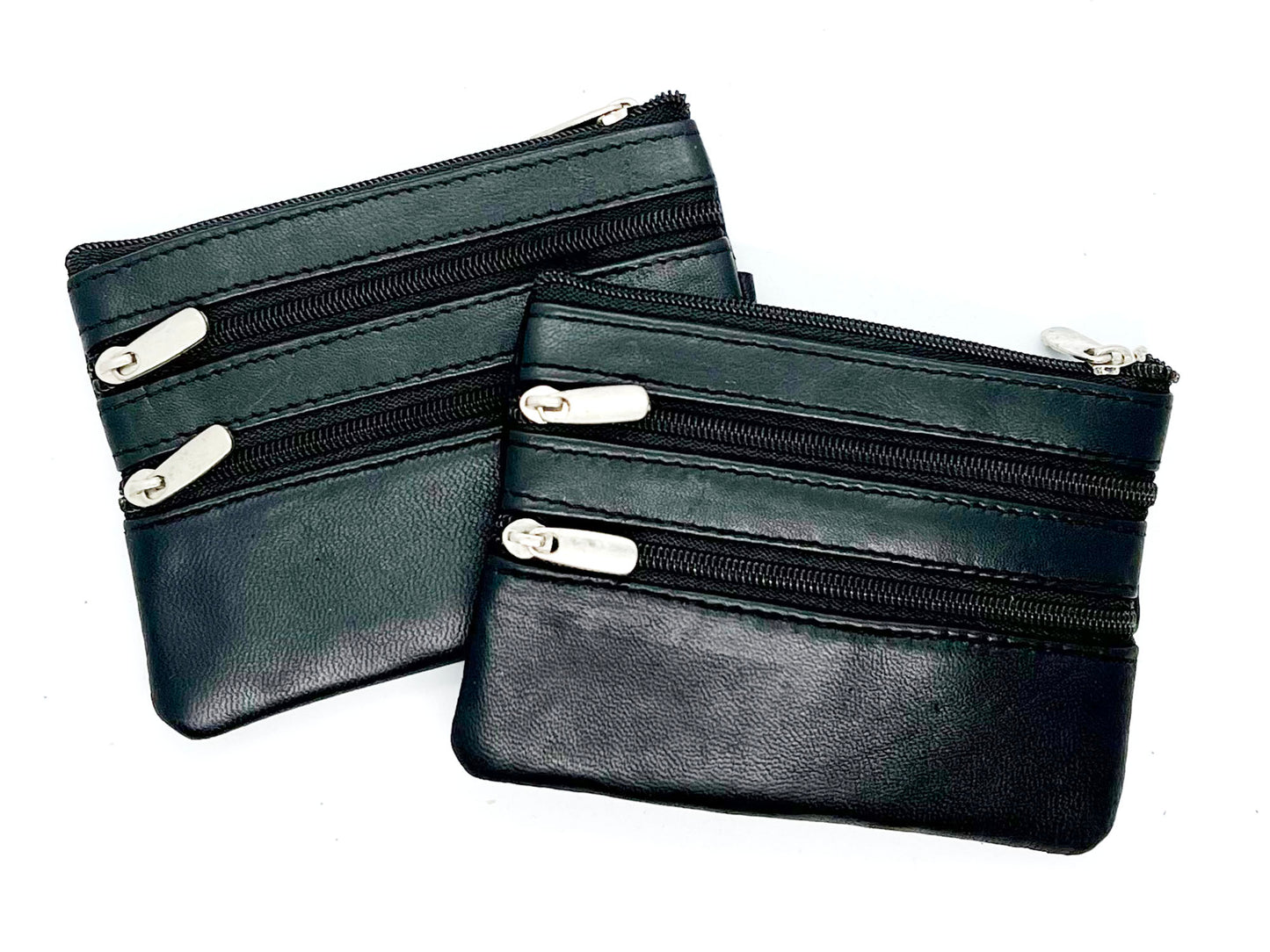 Genuine Leather Coin Purse Keyring Zip Pocket Card Holder Key Chain