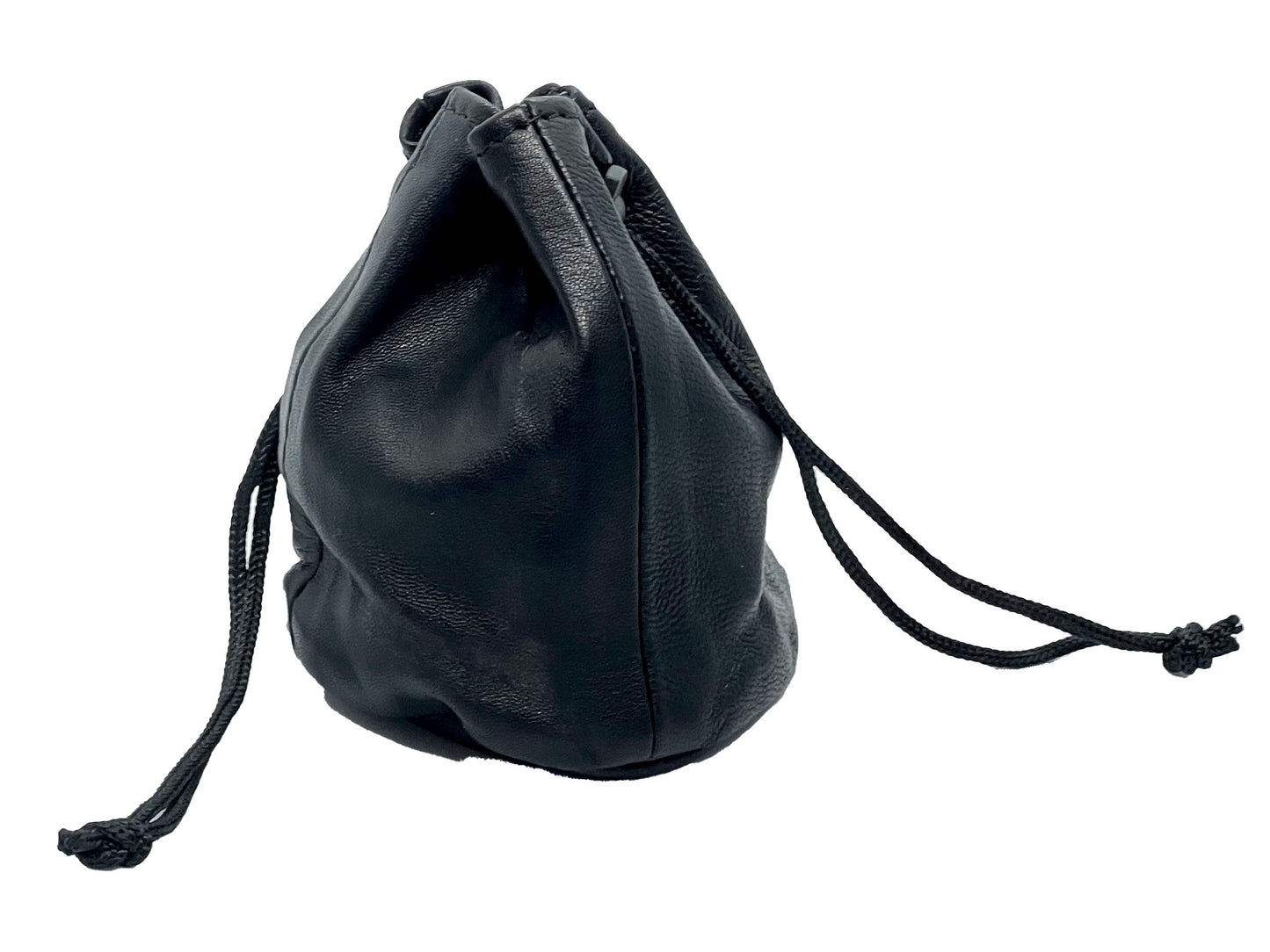 Genuine Leather Drawstring Pouch Spring Locks Coin Soft Purse Small Wrist Bag