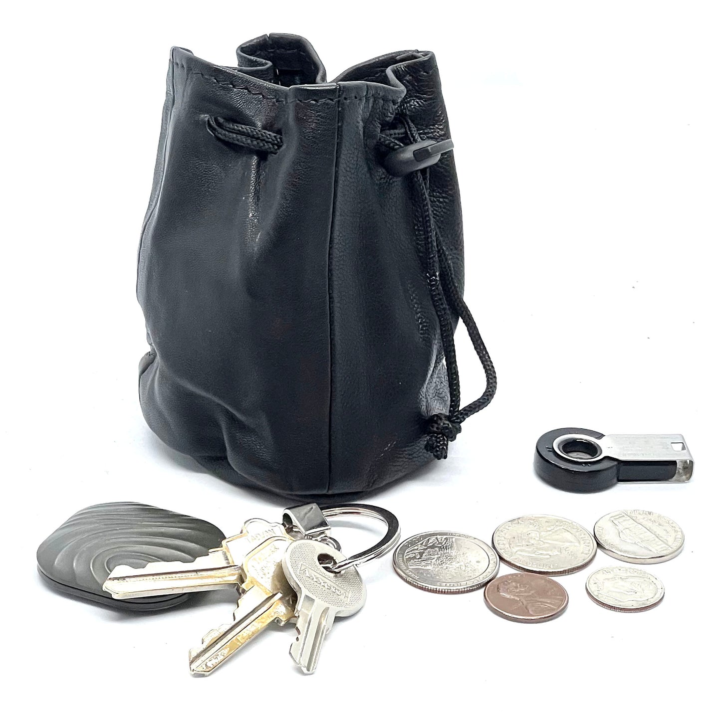 Genuine Leather Coin Purse Soft Pouch Drawstring Trap Closed Mini Bag