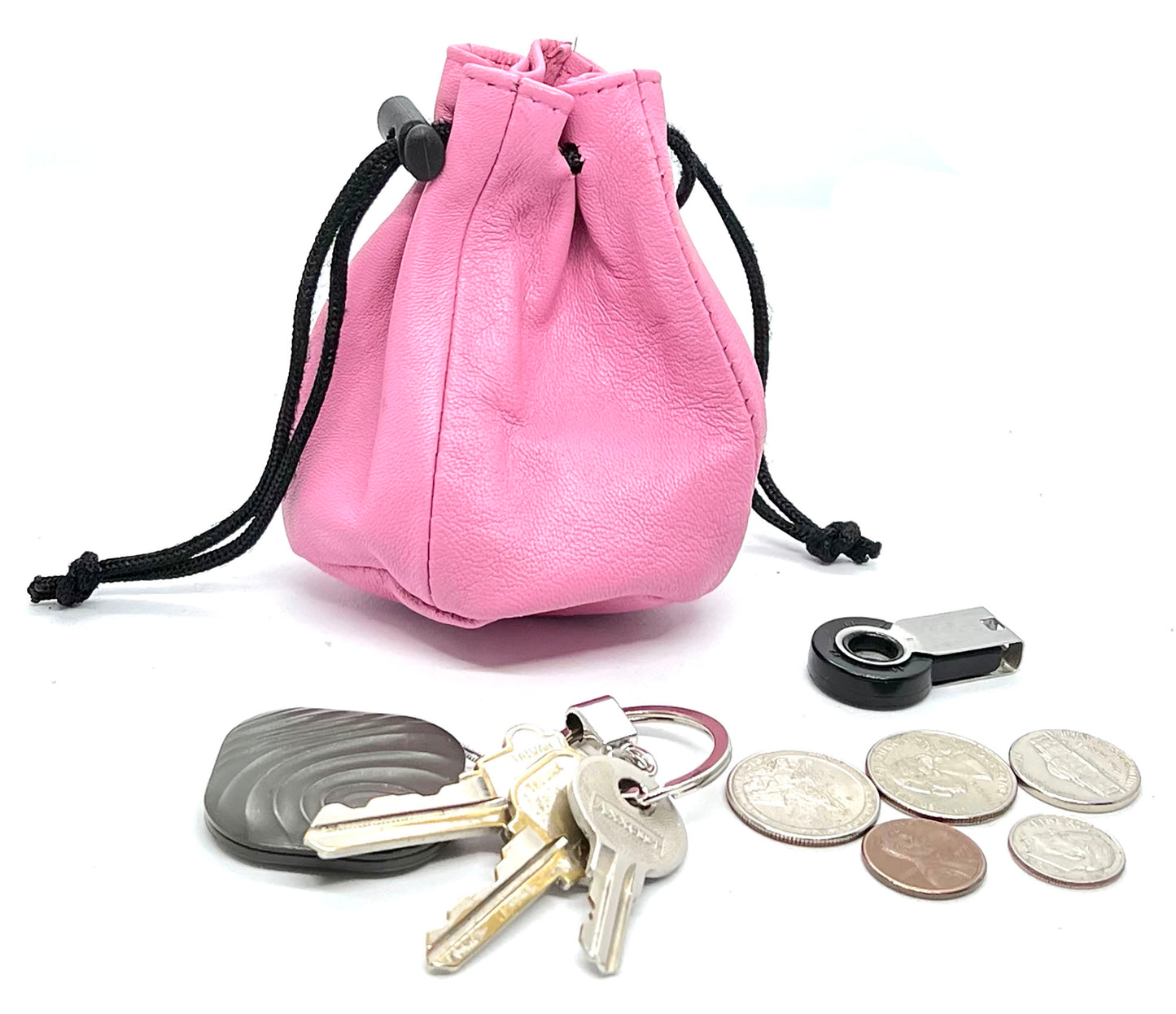 Genuine Leather Coin Purse Soft Pouch Drawstring Trap Closed Mini Bag