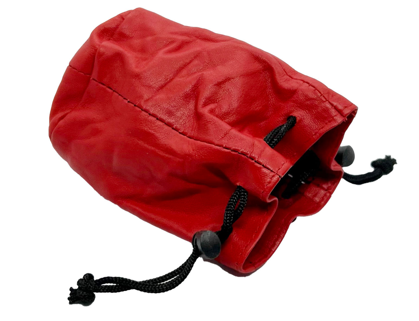 Genuine Leather Drawstring Pouch Spring Locks Coin Soft Purse Small Wrist Bag