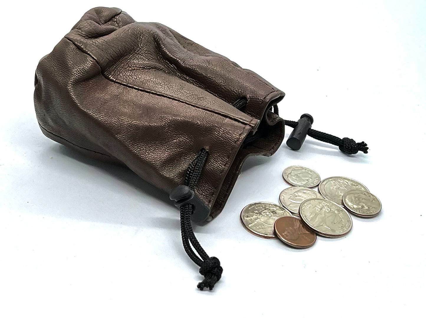 Genuine Leather Coin Purse Soft Pouch Drawstring Trap Closed Mini Bag