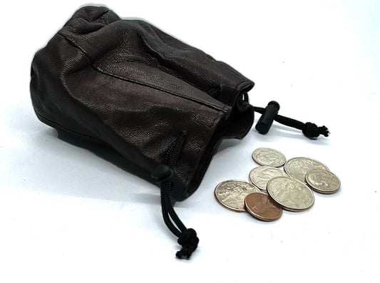 Genuine Leather Coin Purse Soft Pouch Drawstring Trap Closed Mini Bag