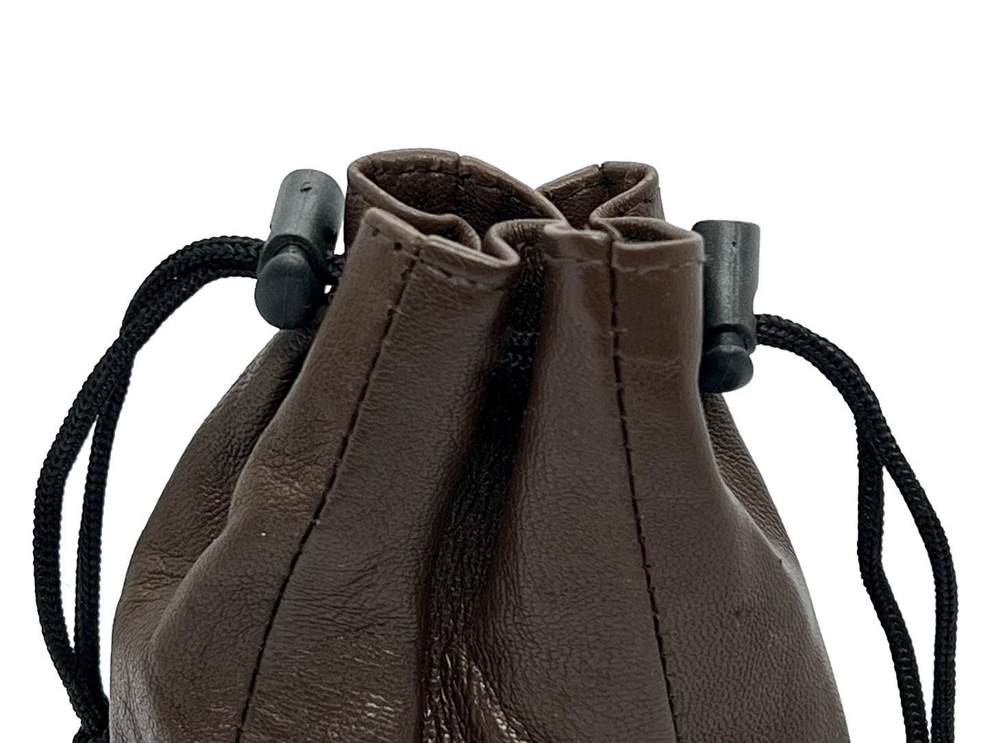 Genuine Leather Drawstring Pouch Spring Locks Coin Soft Purse Small Wrist Bag