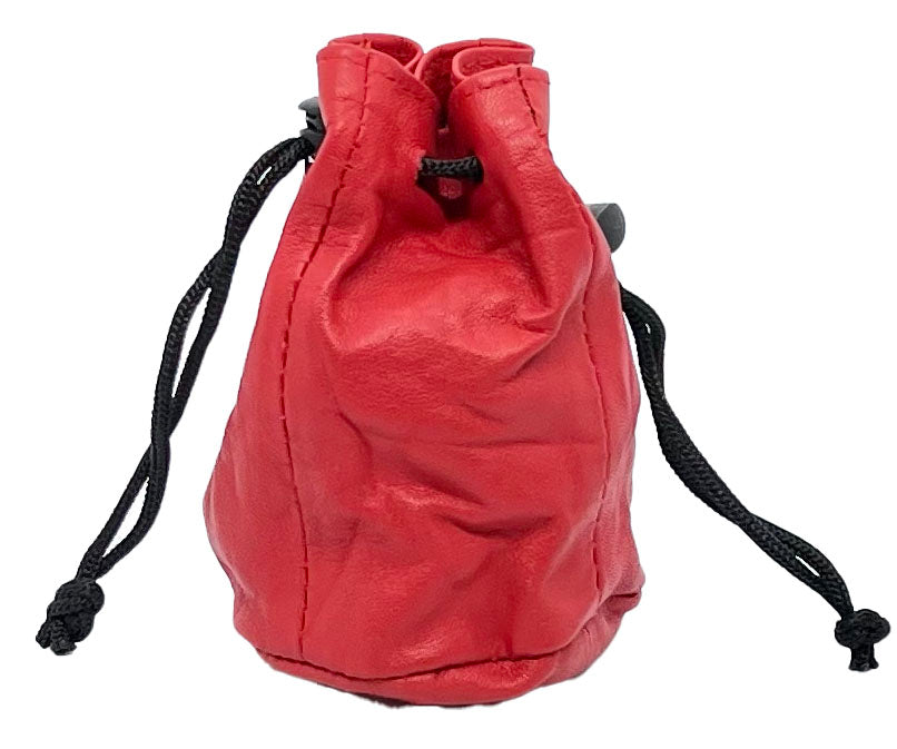 Genuine Leather Drawstring Pouch Spring Locks Coin Soft Purse Small Wrist Bag