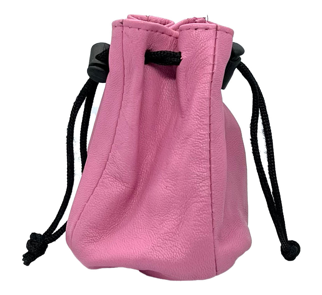 Genuine Leather Drawstring Pouch Spring Locks Coin Soft Purse Small Wrist Bag