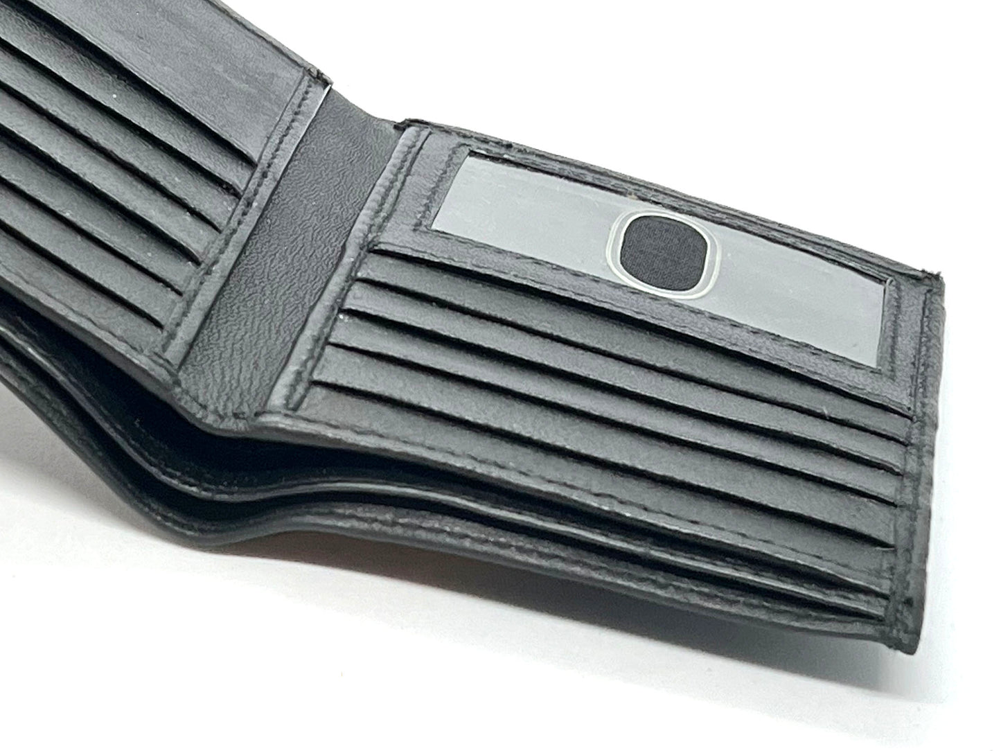 RFID Blocking Black Genuine Leather Men's Bifold Hipster Wallet Credit Card Holder Front Pocket