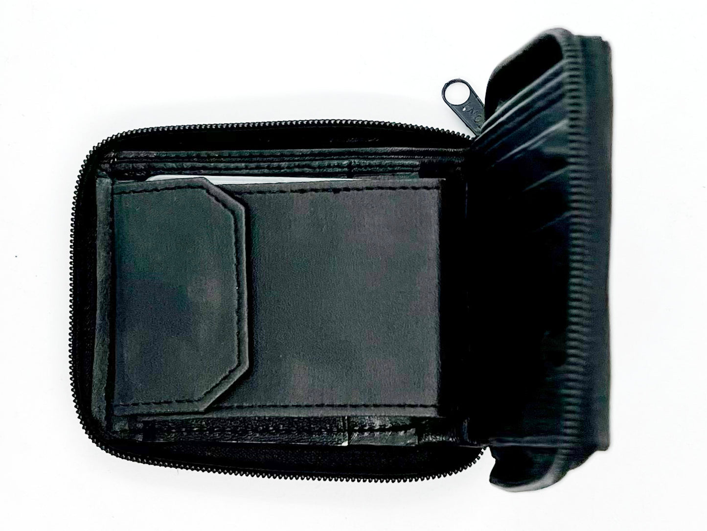 Genuine Leather Men's Bifold Wallet Credit Card Holder Zip Around Clear Card Insert