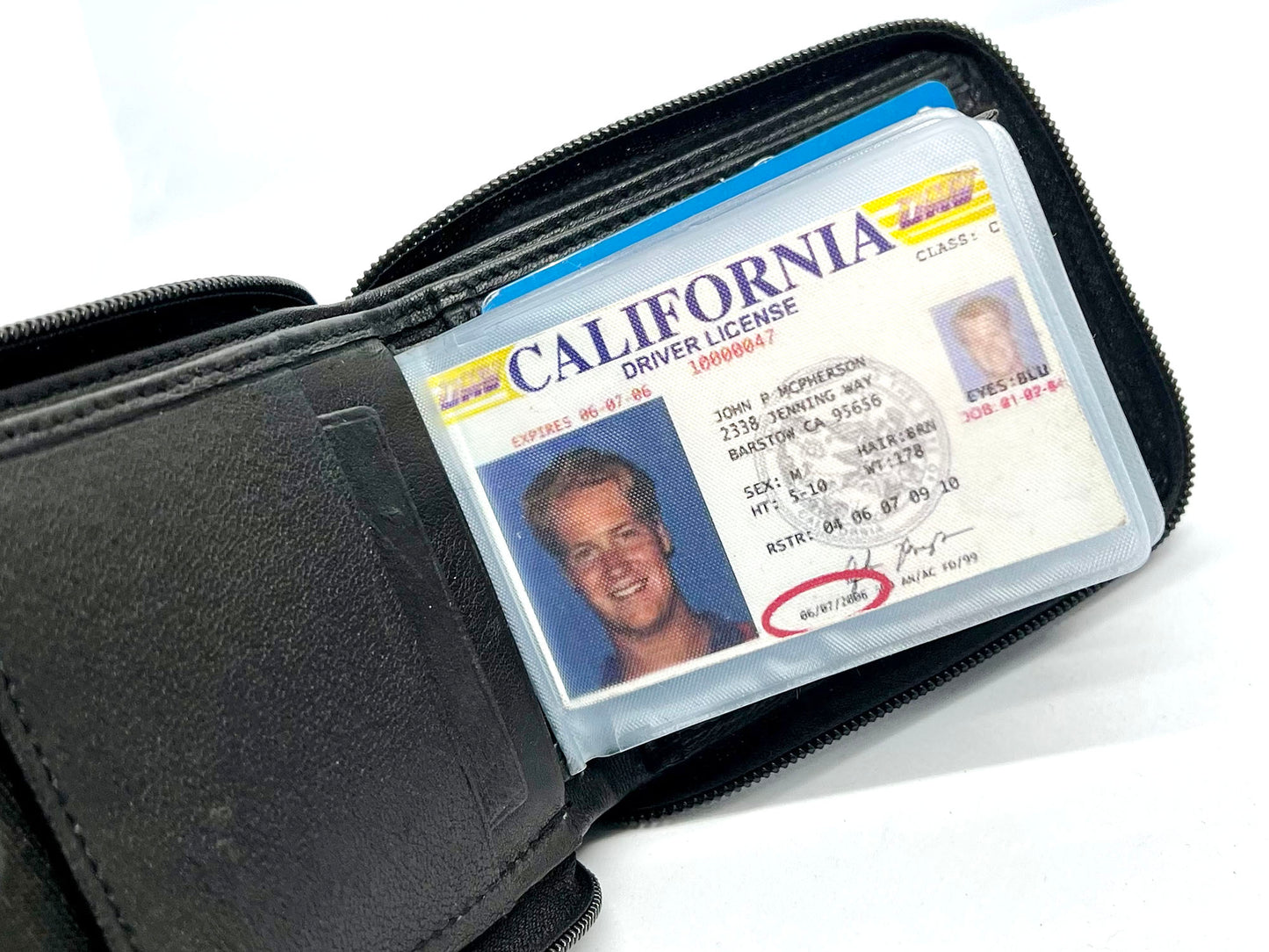 Genuine Leather Men's Bifold Wallet Credit Card Holder Zip Around Clear Card Insert