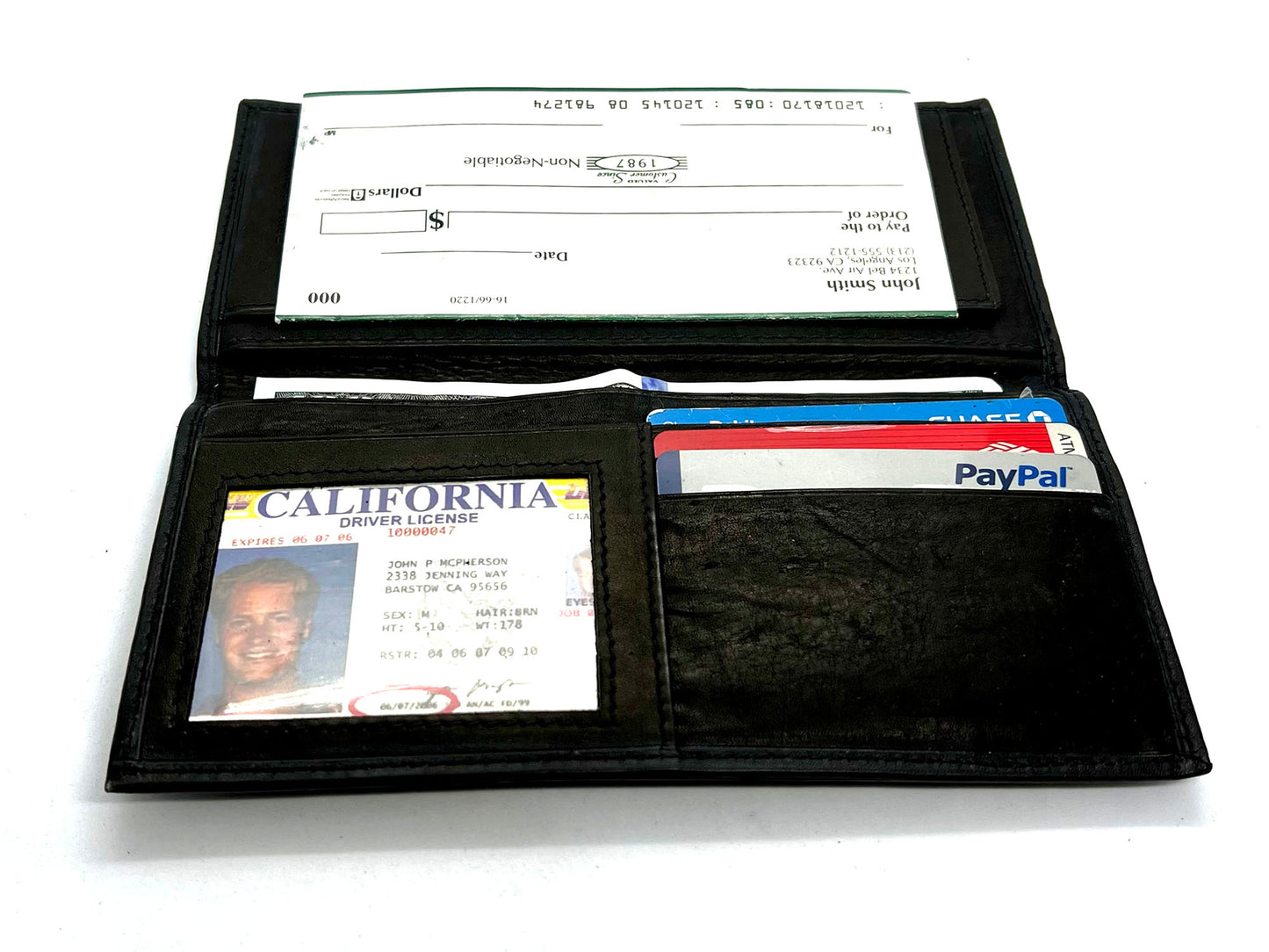 Black Leather Genuine Checkbook Cover Long Wallet Card Organizer Secretary Wallet