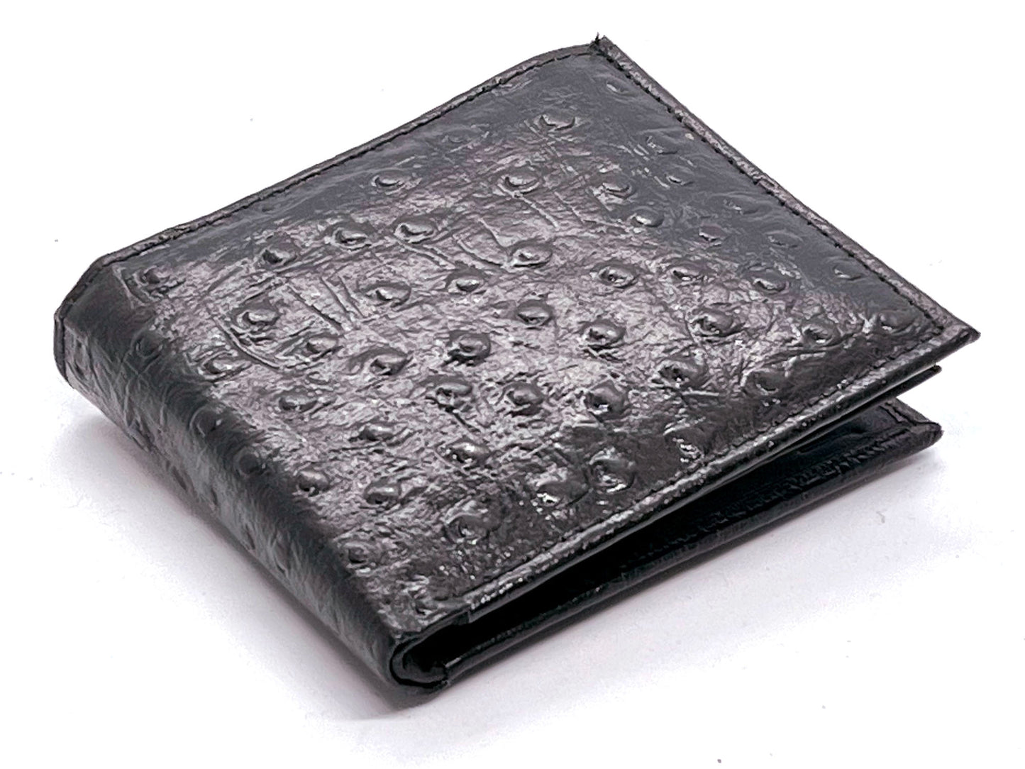 RFID Blocking Genuine Leather Ostrich Print Men's Bifold Wallet Credit Card Holder
