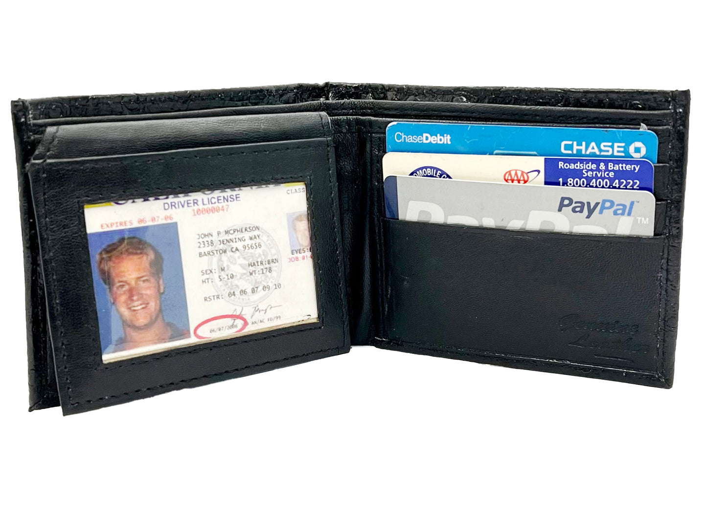 RFID Blocking Genuine Leather Ostrich Print Men's Bifold Wallet Credit Card Holder