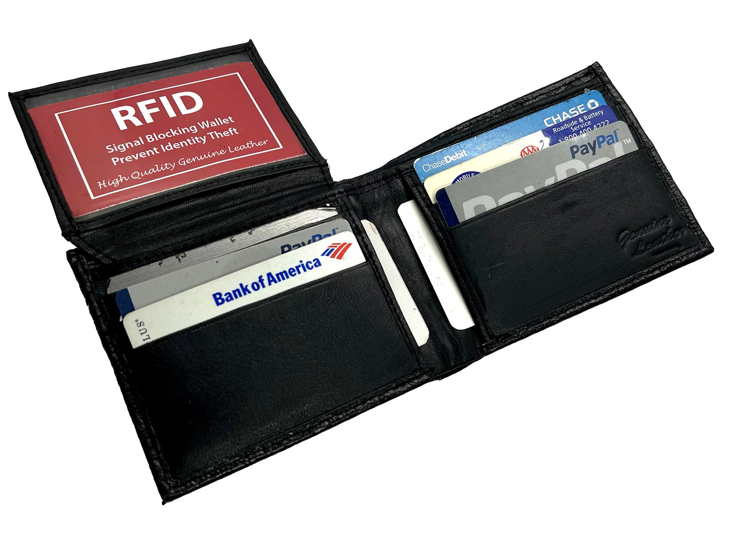 RFID Blocking Genuine Leather Ostrich Print Men's Bifold Wallet Credit Card Holder