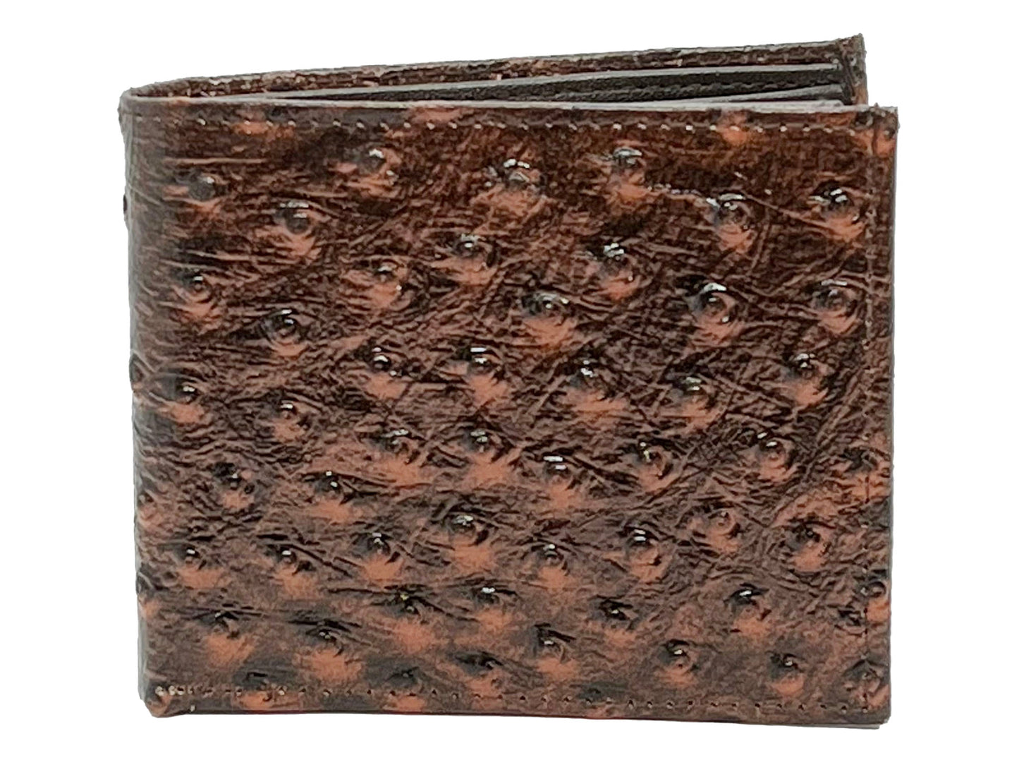RFID Blocking Genuine Leather Ostrich Print Men's Bifold Wallet Credit Card Holder