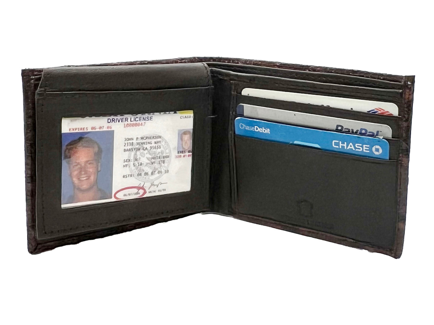 RFID Blocking Genuine Leather Ostrich Print Men's Bifold Wallet Credit Card Holder