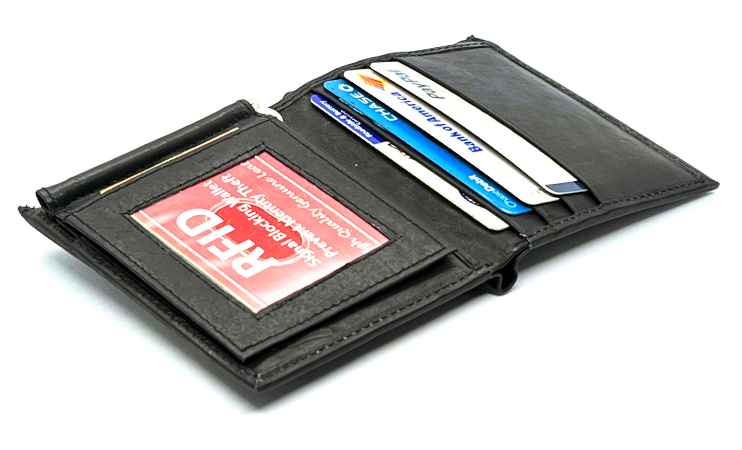 Genuine Leather Men's Money Clip Bifold Wallet Card Front Pocket Detachable Card Holder