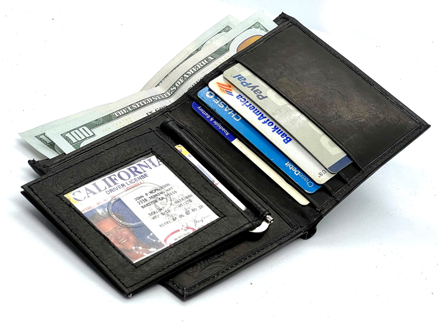 Genuine Leather Men's Money Clip Bifold Wallet Card Front Pocket Detachable Card Holder