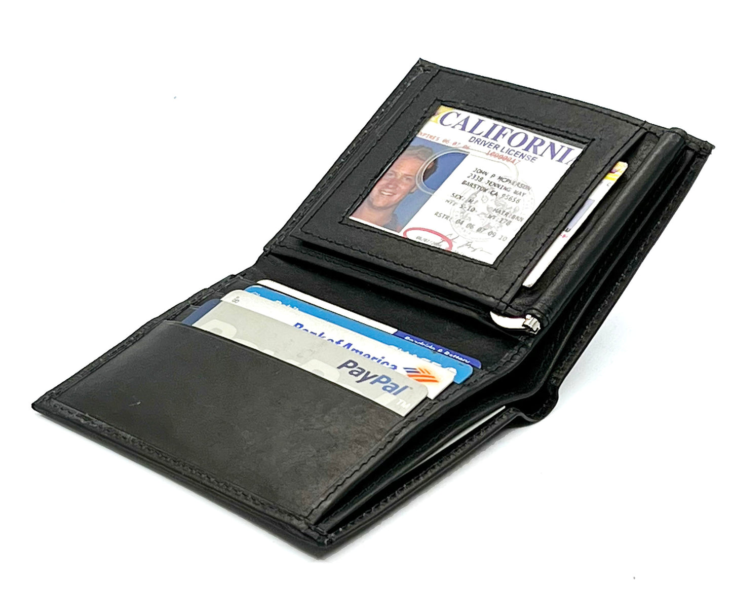 Genuine Leather Men's Money Clip Bifold Wallet Card Front Pocket Detachable Card Holder