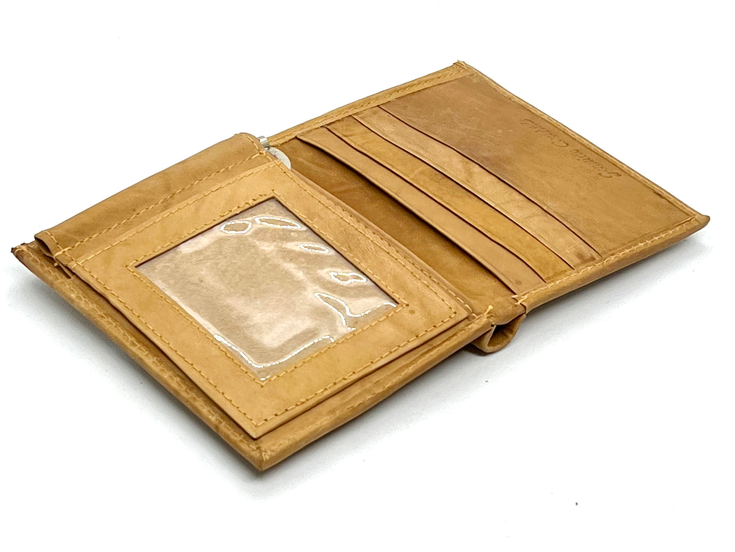 Genuine Leather Men's Money Clip Bifold Wallet Card Front Pocket Detachable Card Holder