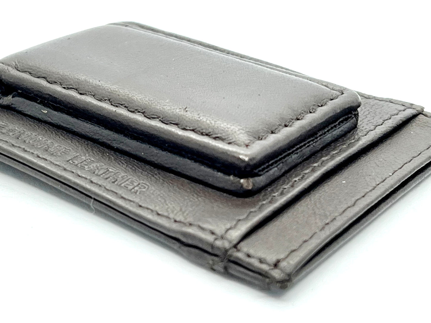 RFID Blocking Genuine Leather Money Clip ID Card Holder Slim Flat Magnetic Clip
