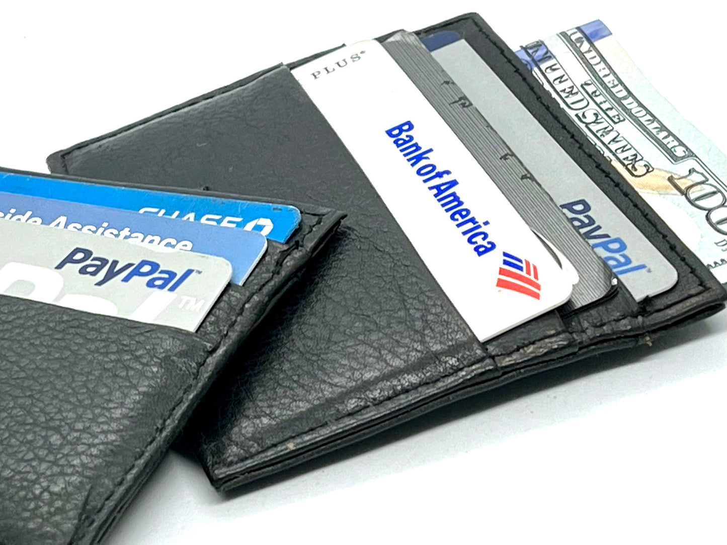 Black Genuine Leather Men's Wallet ID Credit Card Thin Holder Minimalist Ultra Thin Billfold