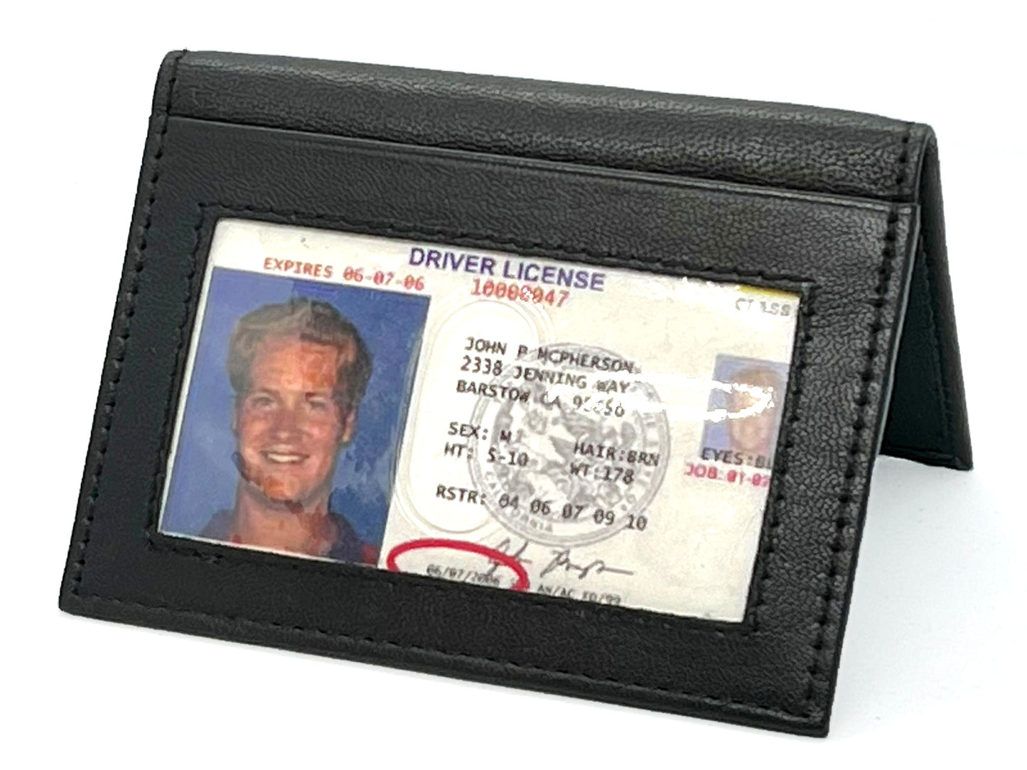 RFID Blocking Black Genuine Leather Men's Bifold Wallet Thin Credit Card ID Holder