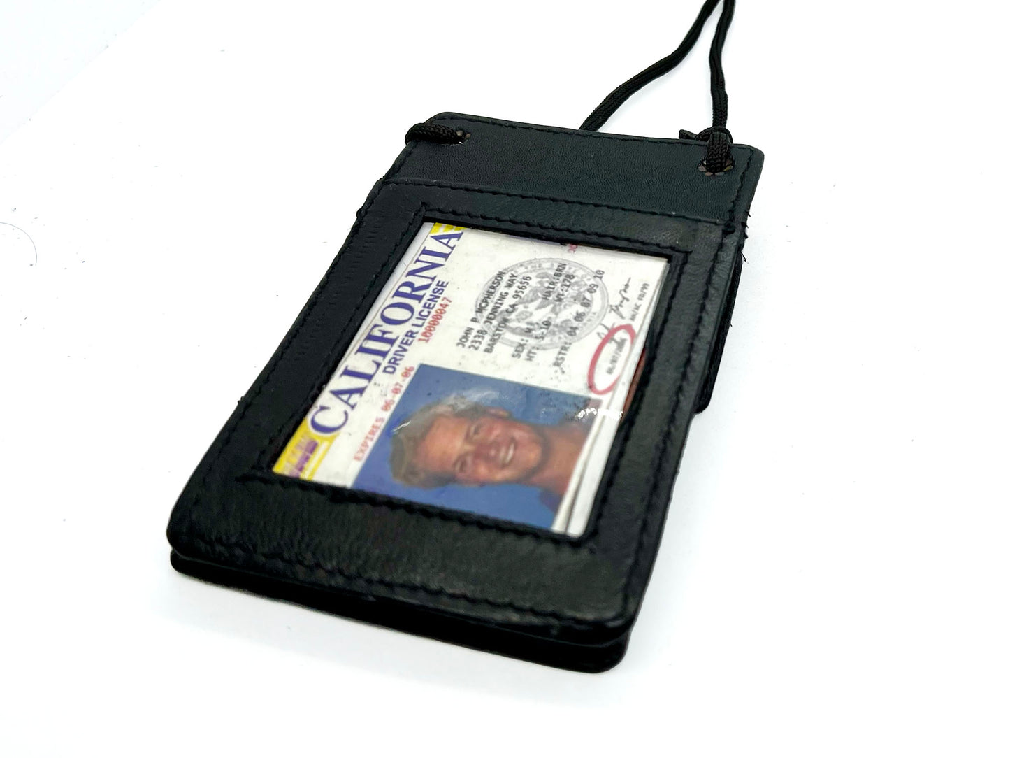 RFID Blocking Genuine Leather ID Badge Holder Credit Card Wallet with Lanyard Adjustable Neck Strap