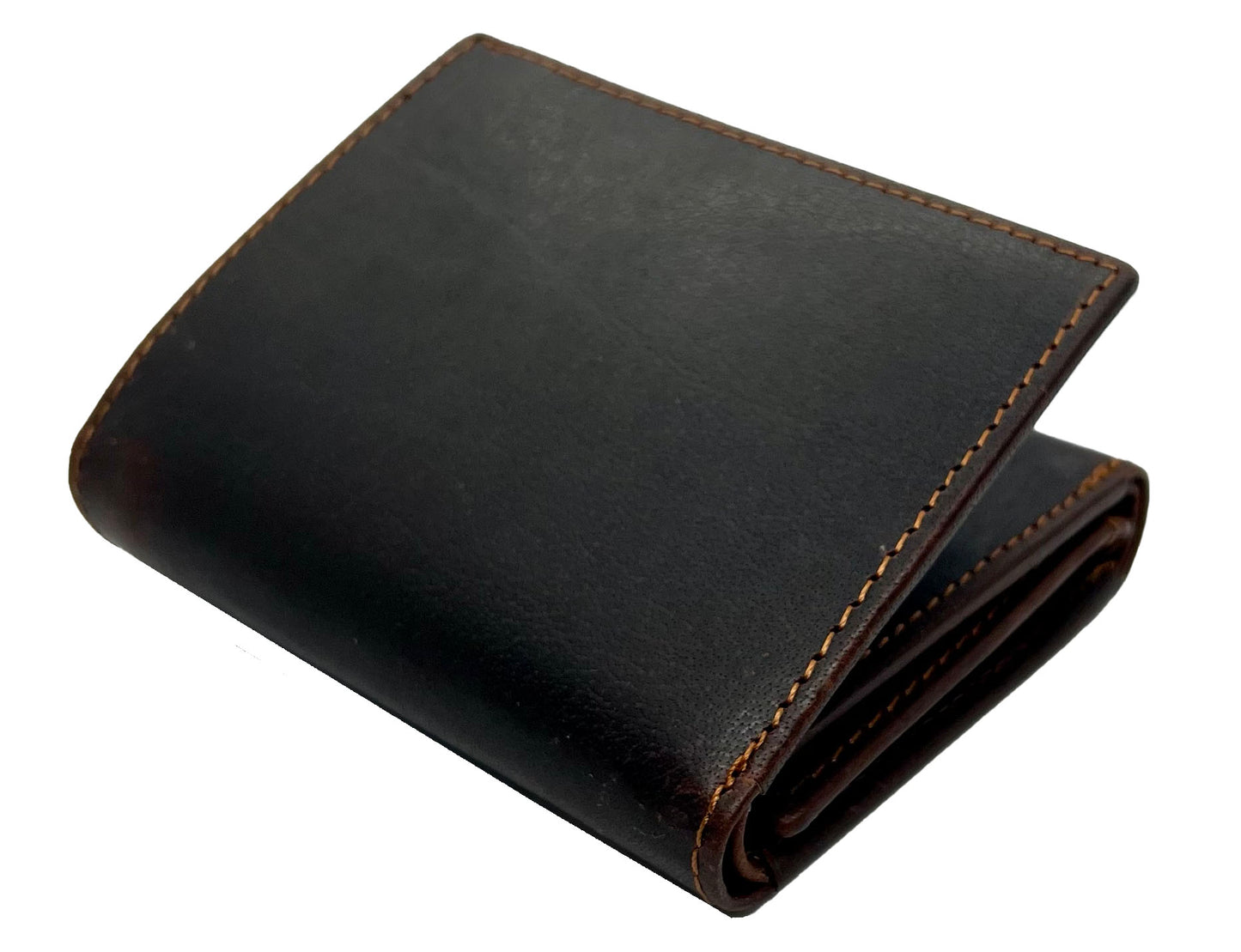 RFID Blocking Hunter Brown Leather Men's Trifold Vintage Wallet Center Flap Premium Quality