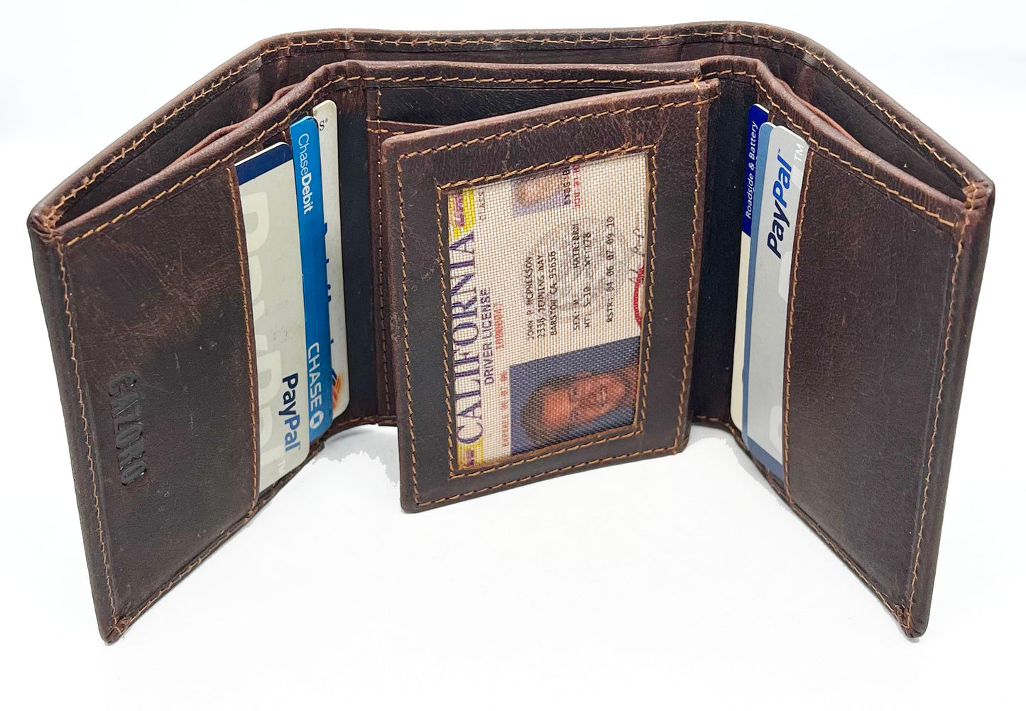 RFID Blocking Hunter Brown Leather Men's Trifold Vintage Wallet Center Flap Premium Quality