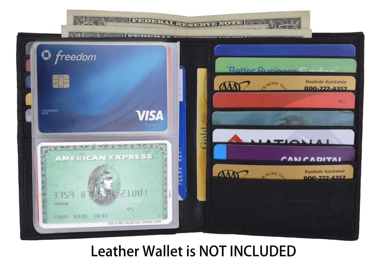 Plastic Card Inserts Photo Holders Clear Plastic Inserts Pocket Business Card Organizer for Bifold, Trifold, Hipster, Checkbook Sets of 2