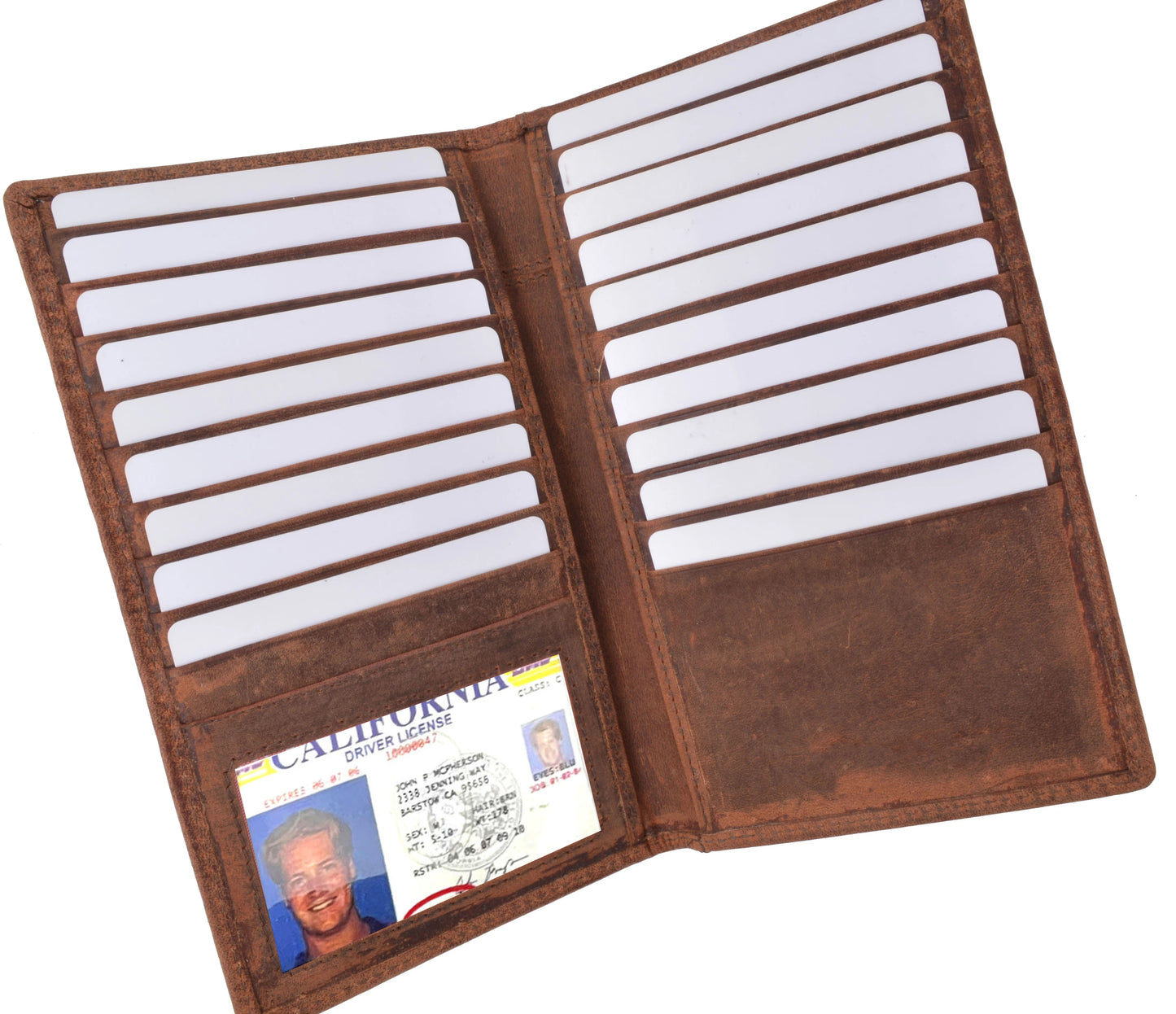 RFID Blocking Leather Checkbook Cover Men's Secretary Wallet 19 Card Holder High Capacity