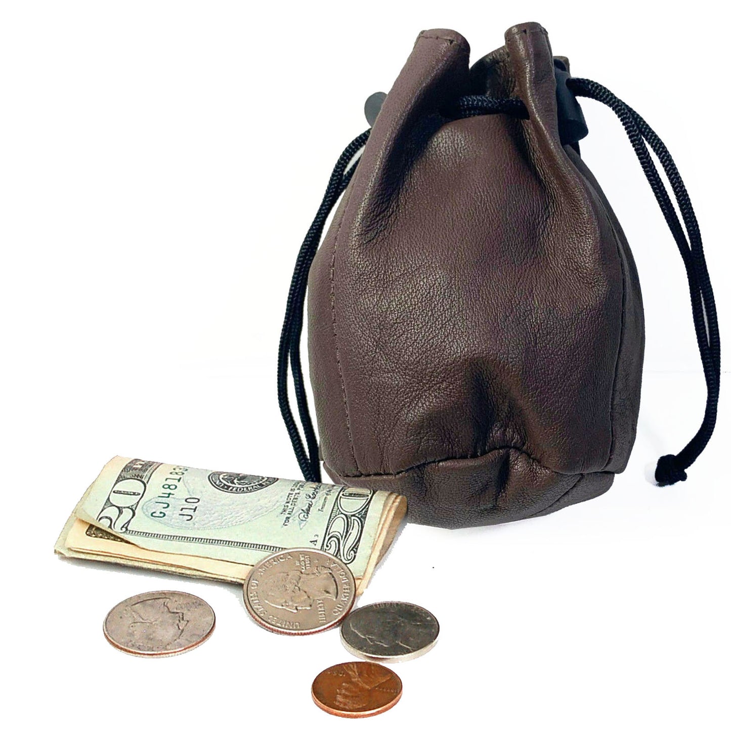 Genuine Leather Coin Purse Soft Pouch Drawstring Trap Closed Mini Bag