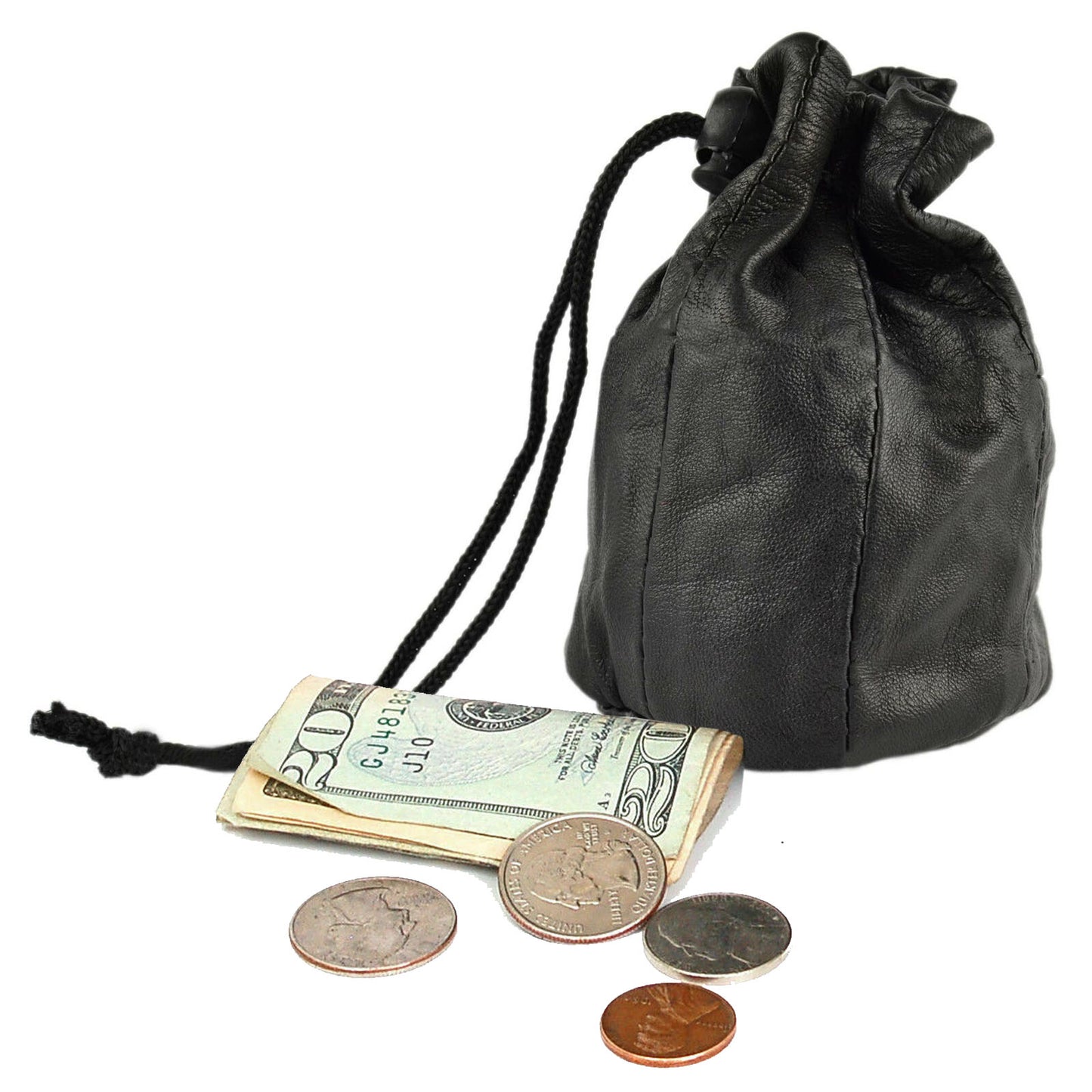 Genuine Leather Coin Purse Soft Pouch Drawstring Trap Closed Mini Bag