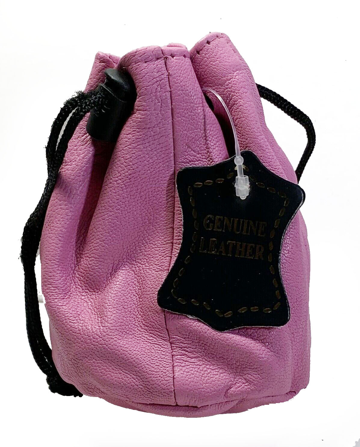 Genuine Leather Drawstring Pouch Spring Locks Coin Soft Purse Small Wrist Bag