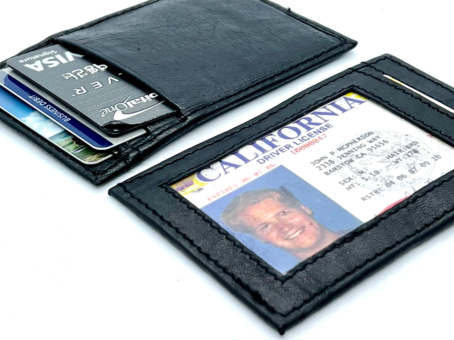 Black Genuine Leather Men's Wallet ID Credit Card Thin Holder Minimalist Ultra Thin