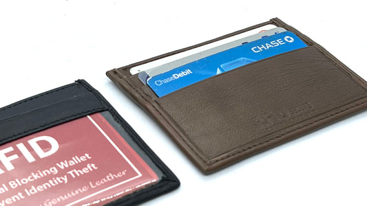 Black Genuine Leather Men's Bifold Wallet Credit Card Holder Zip Around Minimalist Ultra Thin Set of 2