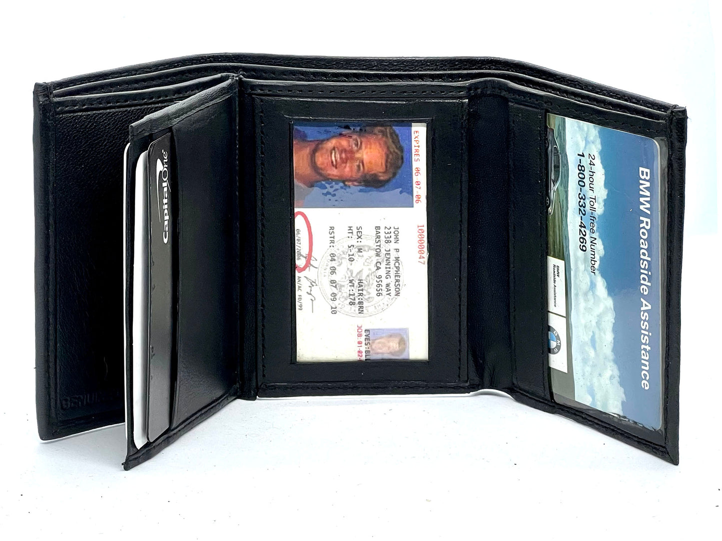 RFID Blocking Genuine Leather Men's Trifold Wallet Credit Card Holder ID Window Center Flap