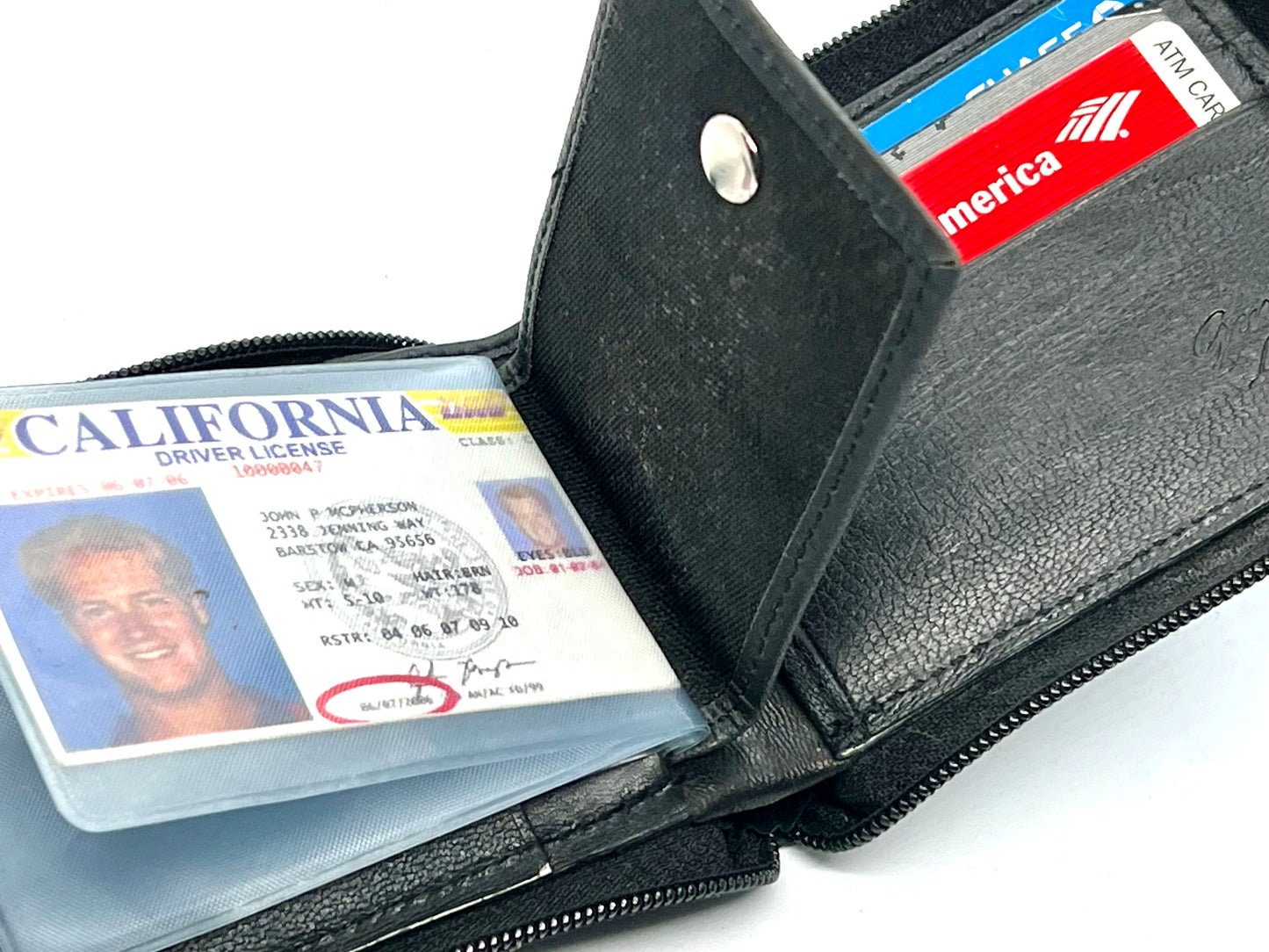 Genuine Leather Men's Bifold Wallet Credit Card Holder Zip Around Clear Card Insert