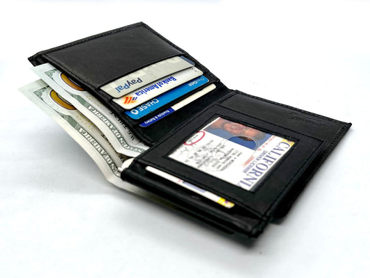 Genuine Leather Men's Money Clip Bifold Wallet Detachable Card Front Pocket Card Holder