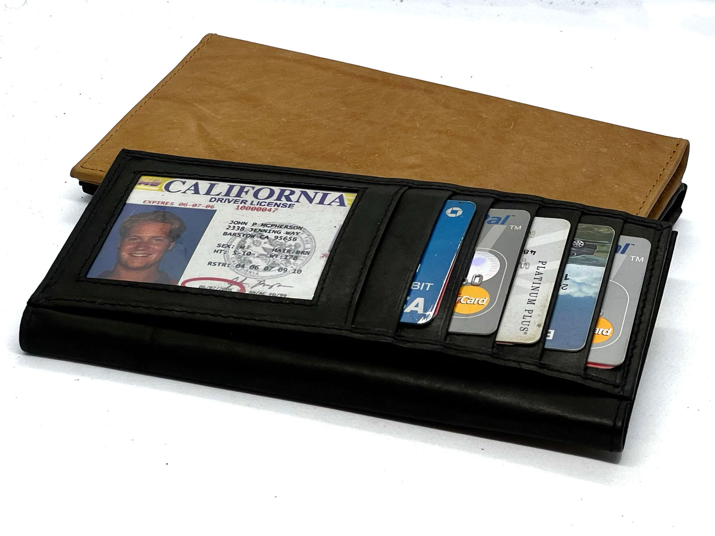 RFID Blocking Genuine Leather Checkbook Cover Holder Thin ID Window Card Wallet