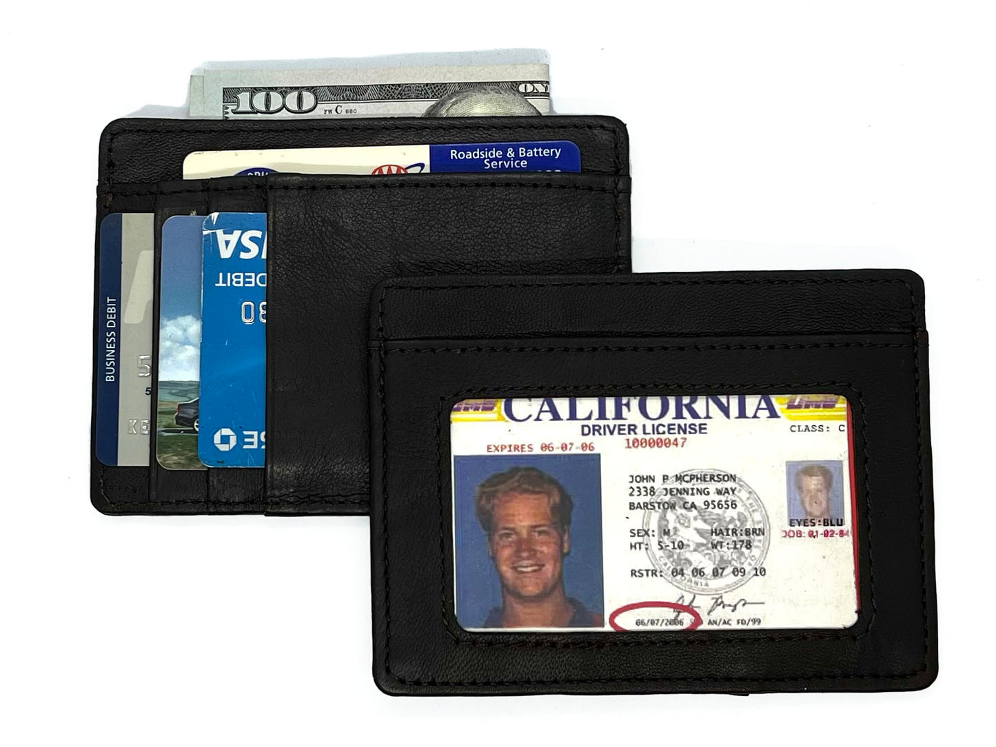 RFID Blocking Hunter Brown Men's Slim Vintage Genuine Leather Front Pocket Wallet Thin Card Holder