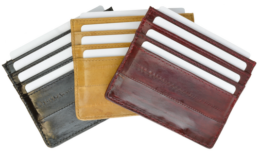 Eel Skin Leather Mens Thin Wallet Front Pocket Credit Card Front Pocket Holder