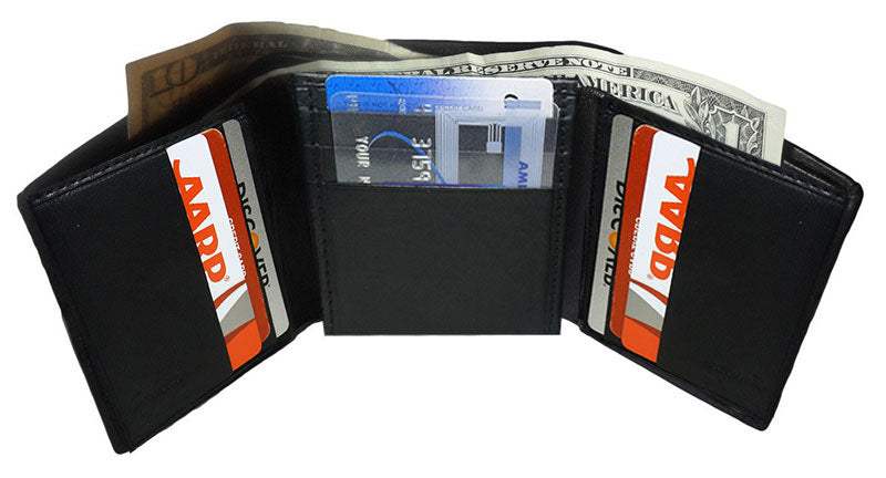 Genuine Leather Men's Trifold Wallet Credit Card Holder ID Window Flap Top