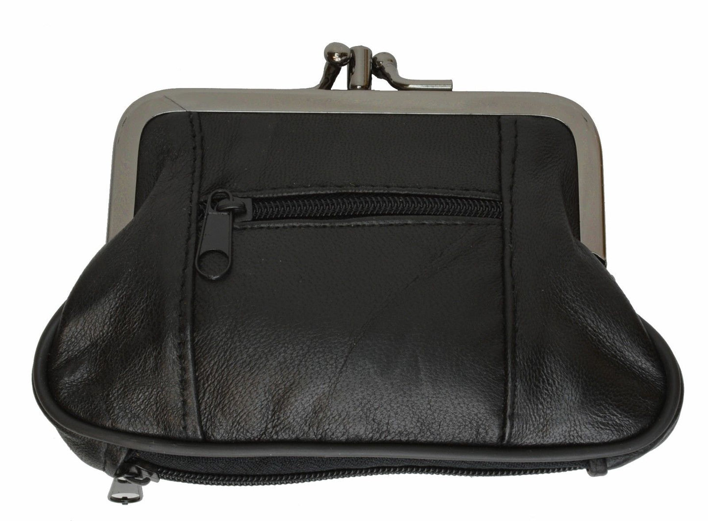 Genuine Leather Women's Change Purse Clasps Open Coin Card Holder (Many Colors)
