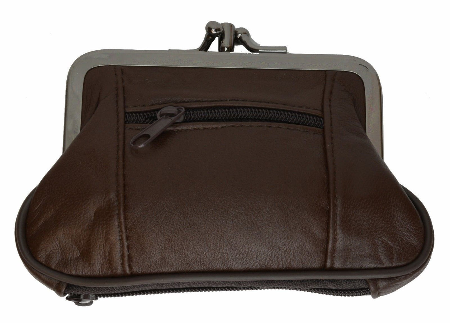 Genuine Leather Women's Change Purse Clasps Open Coin Card Holder (Many Colors)