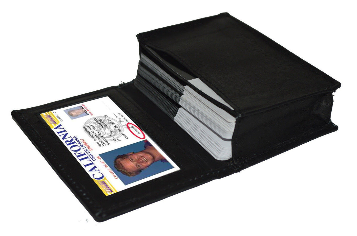 Black Genuine Leather ID 18 Credit Cards Holder Business Cards Pocket Men's Wallet