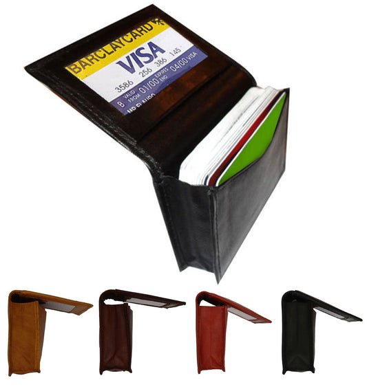 Black Genuine Leather ID 18 Credit Cards Holder Business Cards Pocket Men's Wallet